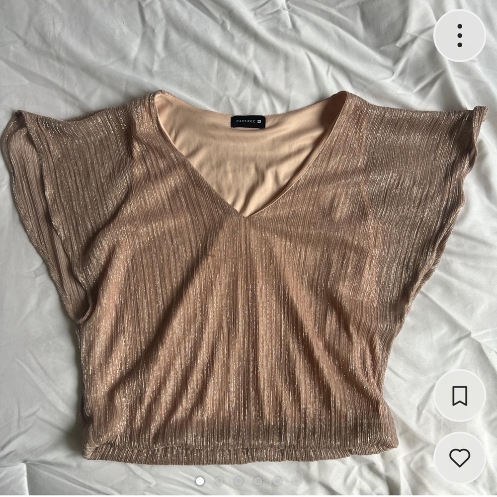 Rose Gold metallic V-neck Blouse